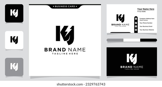 Design des KJ Letter-Logos mit Leuchtsymbol-Konzept. Vektorgrafik