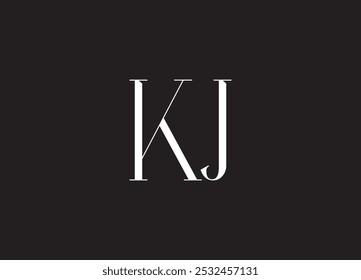 Logotipo de la letra de KJ y diseño inicial del logotipo