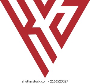  KJ logo alphabet letter icon forming a triangle