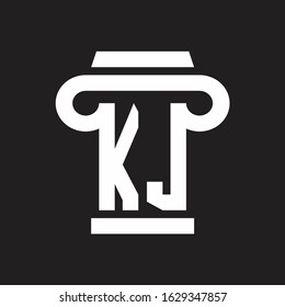 KJ Logo monogram with pillar style design template