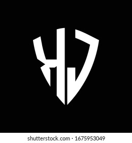 KJ logo monogram with shield shape design template