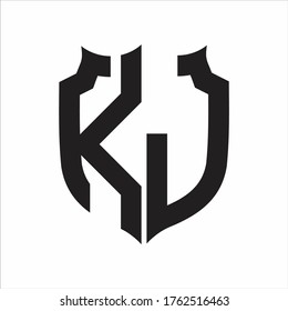 Modelo de diseño monograma de estilo Escudo del logotipo de KJ sobre fondo blanco