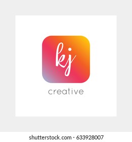 KJ logo, vector. Useful as branding, app icon, alphabet combination, clip-art.