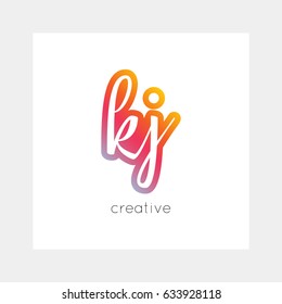 KJ logo, vector. Useful as branding, app icon, alphabet combination, clip-art.