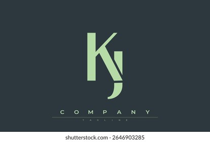 KJ Modern Initials Logo Design. Branding logo with stylized initials showcasing bold design and modern aesthetic. Ideal for professional business branding or creative projects focusing on minimalistic