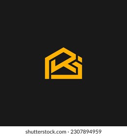 KJ-Monogramm-Logo in Hausform mit gelber Farbe