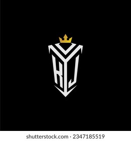 KJ monogram logo initial for shield  crown style design