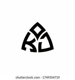 Logo de KJ monograma con plantilla de diseño de estilo triangular moderna aislado en fondo blanco