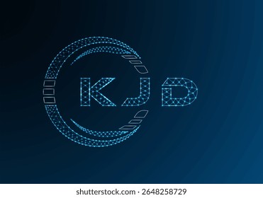 KJD low poly letter logo vector design. KJD lower poly logo design. Low poly logo.