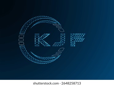 Diseño de Vector de logotipo de letra de polietileno baja KJF. Diseño de logotipo de poliéster inferior KJF. Logotipo de poliéster bajo.