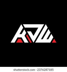 KJW triangle letter logo design with triangle shape. KJW triangle logo design monogram. KJW triangle vector logo template with red color. KJW triangular logo Simple, Elegant, and Luxurious design.