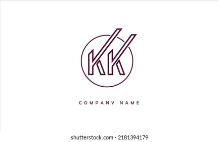 Monograma del logotipo de las letras abstractas de KK