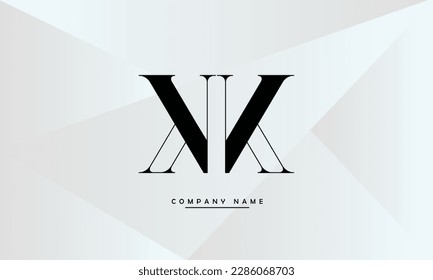 Monograma del logotipo de las letras abstractas de KK