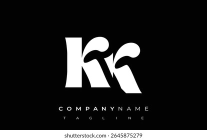 KK Creative Abstract Typography Logo Design. Elegant logo combining bold typography and creative shapes, ideal for branding and identity solutions.