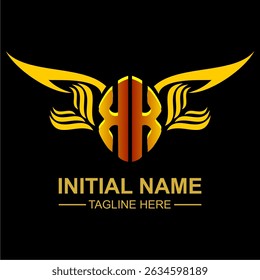 KK Golden Wing Emblem Logo with elegant gold wings, sleek and modern design. Ideal for branding, creative projects, luxury businesses, or artistic ventures.