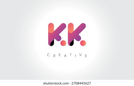 Abstraktes KK-Farbverlauf-Logo mit kreativen abgerundeten Formen