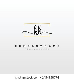 KK handwriting initial logo template vector.