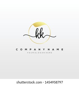 KK handwriting initial logo template vector.