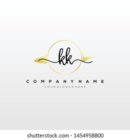 KK handwriting initial logo template vector.
