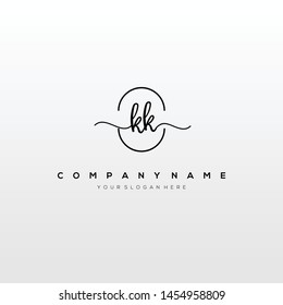 KK handwriting initial logo template vector.