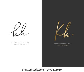 KK Initial handwriting or handwritten logo for identity. Logo with hand drawn style.