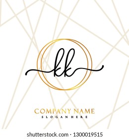 KK Initial Handwriting logo template vector