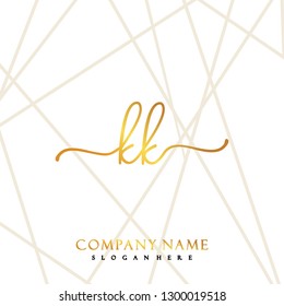 KK Initial Handwriting logo template vector