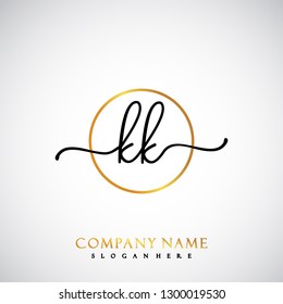 KK Initial Handwriting logo template vector