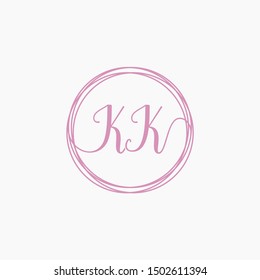 KK Initial Handwriting logo template, Creative fashion logo design, couple concept -vector