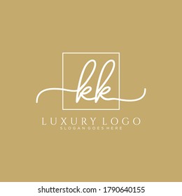 KK Modelo de logotipo de escritura a mano inicial vector