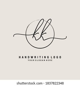 KK Initial handwriting logo template vector
