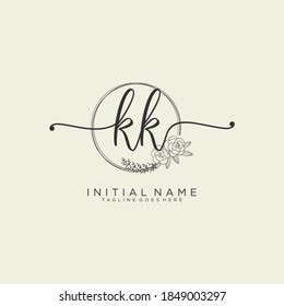 KK Initial handwriting logo vector