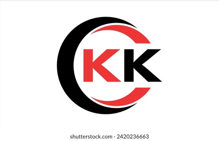 KK initial letter creative circle icon swoosh logo design vector. monogram, lettermark, circle, calligraphy, symbol, emblem, elegant, abstract, wordmark, sign, art, typography, icon, minimal, premium