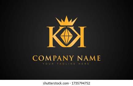KK initial letter diamond shape logo luxury template