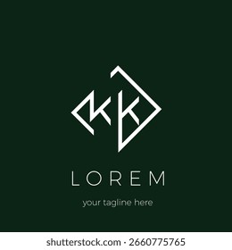 KK initial letter logo design in frame
