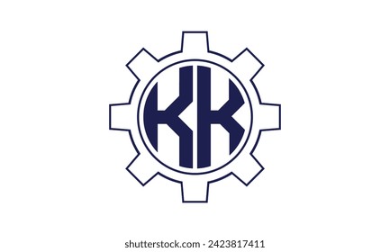 Plantilla vectorial de diseño del logotipo del círculo mecánico de la letra inicial de KK. industrial, ingeniería, servicios, marca de palabras, marca de letras, monograma, construcción, empresa, empresa, empresa, comercial, geométrica