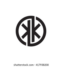 KK initial letters looping linked circle monogram logo