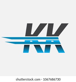 KK initial logo company name colored black and blue, Simple and Modern Logo Design.