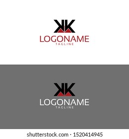 KK initial logo company name colored red and black swoosh design, isolated on white background. vector logo for business and company identity.