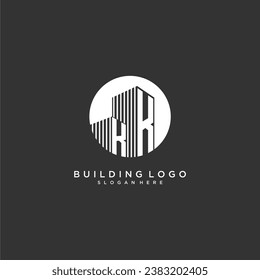 KK initial monogram building logo for real estate with creative circle style design