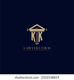 Logotipo inicial de la firma de abogados en monograma de KK con diseño de hitos