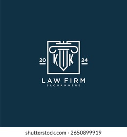 KK initial monogram logo for lawfirm with pillar design in creative square