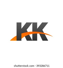 KK initial overlapping swoosh letter logo black orange