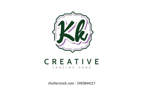 KK Initials, handwriting logo vector