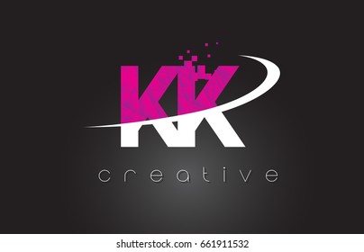 KK K K Creative Letters Design. White Pink Letter Vector Illustration.