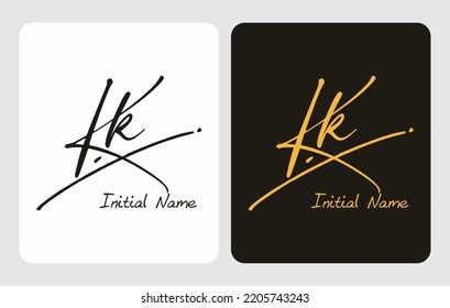 Kk K k initial handwriting Kk initial handwriting signature logo template vector hand lettering for designs or for identity