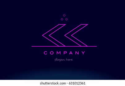 kk k k letter alphabet text pink purple dots contour line creative company logo vector icon design template