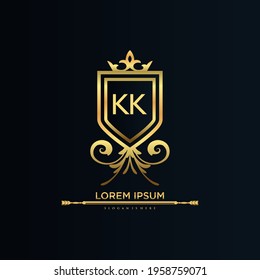 KK Letter Initial with Royal Template.elegant with crown logo vector, Creative Lettering Logo Vector Illustration.