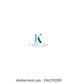 Kk letter linked upper and lowercase Luxury Premium Logo. Black and blue letter Isolated on white background. Can be used as  business, Brands, Mascot.