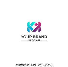 KK letter logo design template elements. Modern abstract digital alphabet letter logo. Vector illustration. Colorful KK logo.